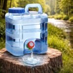 15 Litre Camping Water Can with Tap Portable Camping Picnic Hiking Camping Water Tank Storage Container for Travelling Water Camper Dispenser Barrel with Faucet(Blue)[AA1100/88]