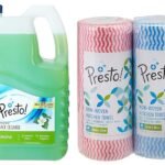 Presto! Disinfectant Surface/Floor Cleaner - 5 L (Jasmine) & Non-woven Kitchen Towel Roll - 80 Pulls (Pack of 2)[AA1100/25]