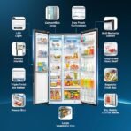 Haier 596L 3Star 2 Door Side by Side Frost Free Refrigerator|100% Convertible|Expert Inverter|Digital Display Panel|Twist Ice Tray|Deo Fresh Technology (HES-690SS, Shiny Silver)[AA1098/51] - Image 3