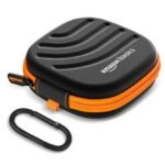 Amazon Basics Earphone Carrying Case - Multi Purpose Pocket Storage with Carabiner Hook, Travel Organizer for Earphones, Pen Drives, Memory Card, Cable (Black) (AA1102/26)