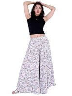 Women Viscose Crepe Flared Printed Palazzo Elasticated Waist Loose-fit & Regular, Casual Wear (Free Size 28 to 42 Waist) (in, Numeric, 42, Regular,) - Image 7