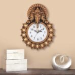 Webelkart Premium Plastic Designer Stones Ganesha Wall Clock for Home and Office Décor, Living Room, Bedroom (Copper, 12 Inch) Analog(AA1103/179)