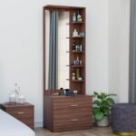 Wooden Dressing Table with Mirror and Storage | Engineered Wood Dressing Table with 5 Shelves & 2 Drawer, Vanity Table for Bedroom, Living Room, and Home - (Walnut Finish)
