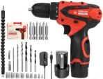 JPT 12-volt Multi-Tasking 3/8-inch Keyless Chuck Cordless Drill Machine | 24 Nm Torque | 1350 RPM Speed | 2 Speed Gear | 18+1 Clutch | 1500mAh Battery | Fast Charger | 24-Piece Bits And Sockets |600 W [AA1102/268]
