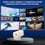 BORSSO Pixel GO PRO Native 1080P Android 13.0, Dual OS, Smart Projector, Voice Control, Full Auto (OA + AF+TILT), 6X Brighter, 4K HDR Support, Netflix, Prime etc, WiFi 6 & BT, HDMI ARC, 3D Support - Image 5