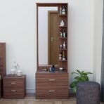 Engineered Wood Dressing Table with Mirror and Storage | Vanity Table with 5 Shelves & 2 Drawers for Bedroom, Living Room, and Home - Walnut Finish (AA1104/223) - Image 2