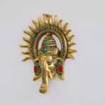 KridayKraft Ganesha Idol with Surya Chakra - Ganesh murti Wall hangings Rajasthani Handicrafts Decorative Showpiece for Gifting Anniversary Valentine's Day (Golden)(AA1103/103) - Image 3