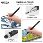 Gizga Essentials 2 in 1 Universal Stylus Pen for All Touchscreen Devices| Fine Point Disc Tip & Soft Rubber Tip Touch Pen for iPad/Pro/Air/mini, iPhone, iOS/Android, Tablets, Smartphones, (Black) [AA1102/243] - Image 2