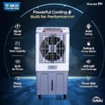 HAVAI Thunder 17+ Desert Cooler | 100L Tank | 17-Inch Fan Blade | 3-Side Honeycomb Pads | Heavy-Duty 110 Dia 32mm Motor | Auto Swing | 1-Year Motor Warranty & Post-Warranty Service | White & Brown - Image 2