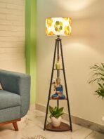Crosscut Furniture Metal Floor Lamp with 3 Shelves (Fresh Flower) LED Bulb Included, Yellow[AA1100/118] - Image 2