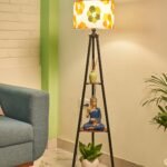 Crosscut Furniture Metal Floor Lamp with 3 Shelves (Fresh Flower) LED Bulb Included, Yellow[AA1100/118]