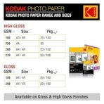 Kodak 200 GSM A4 Glossy Photo Paper Water Resistant, Pack of 20 sheets, Compatible with all Inkjet Printers (AA1104/111) - Image 3