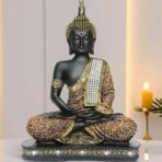 Global Grabbers New Limited Edition 25 Centimetre Meditating Sitting Buddha Idol Statue showpiece Home Decor Decoration Items for Living Room and Gifts (1, Orange Black) - Image 4