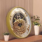 RANDOM 12 Inch Analog Wall Clock with Gold Peacock Design Modern Sweep Silent Timepiece Abstract Wall Clock for Living Room, Bedroom, and Office Decor (RC-67258) (AA1104/205) - Image 4
