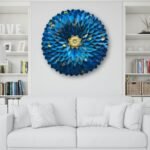 pranjals house Rustic Blue Flower Metal Wall Art Frame, Wall Hangings for Home Decoration, Wall Sculpture for Living Room, Wall Hanging Decorative Items for Bedroom (Size: 24X24IN)[AA1100/116]