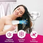 AGARO HD1417 Wall Mounted Hair Dryer 1400W, Electric Wall Mount Hair Dryer, Hotel, Bathroom, Household, Wall Hanging Dryer, White  (AA1104/64) - Image 6