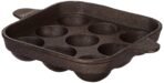 Amazon Brand - Solimo Cast Iron Pre-Seasoned Paniyarkal | Retains Heat | 9 Holes | Black(AA1103/39)