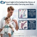 Kids Station Baby Carrier with 4 Carry Positions, Patented Design, Baby Carrier made up of Cotton, Designed for Indian Environment, Adjustable New-Born to Toddler Carrier, Max Weight Up to 15 Kgs (Green & Light Blue & Pink ), (Ergo Baby) (AA1102/87) - Image 2