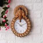 Webelkart Premium Plastic Designer Stones Ganesha Wall Clock for Home and Office Décor, Living Room, Bedroom (Copper, 12 Inch) Analog(AA1103/179) - Image 2
