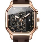 HORIZEN Large Square Dial Chronograph Luxury Analogue Watch for Men (Black) (AA1104/85)