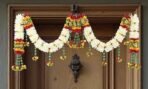 Daedal crafters Crystal Hanging Artificial Flower Toran for Main Door Entrance, Reusable Thoran for Pooja Mandir, Living Room & Home Décor, Bandarwal for Festival Decoration (42x14 inch)