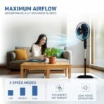 V-Guard Gatimaan Pro HSP N High Speed Pedestal Fan | 3 Adjustable Fan Speeds | Rust Resistant ABS Body | Powerful 2100 RPM Motor | Black | 40 cm (400mm) - Image 4