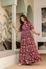 Women Printed Anarkali Kurta || Floral Anarkali Gown || Long Gown for Women || Women Dress - Image 6