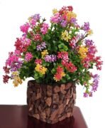 Plastic Multicolor Artificial Flower Plant with Stylish Coconut Pot(25 Cm)(AA1103/187)