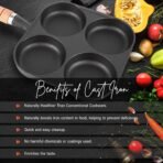 SOLARA Crownstone Premium Pre-Seasoned Cast Iron Uttapam Pan, 4 Pit, Pancake Pan,Induction Friendly, Naturally Nonstick, 100% Pure & Toxin-Free Uttappam Tawa with Wooden Handle(AA1103/40) - Image 2