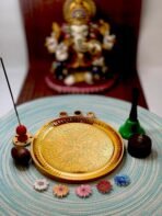 The Spiritual Living Brass Aarti Thali for Puja | 8 Inch | Pooja Items | Home & Office | Pital | Samagri Items | Thali Plate | Prasad Plate for Pooja | Temple | Mandhir | Decorative |(AA1103/123) - Image 3