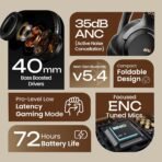 GOBOULT New Newly Launched Anchor Bluetooth Wireless Over Ear Headphones with Mic, Active Noise Cancellation, 72H Playtime, AUX, Type-C Fast Charging, 40mm Bass Drivers, ANC Headphones [AA1102/147] - Image 5