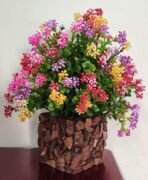 Plastic Multicolor Artificial Flower Plant with Stylish Coconut Pot(25 Cm)(AA1103/187) - Image 2