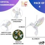 Premium 3D Clear Crystal Acrylic Iridescent Pigeon Dove Hummingbird Hanging Suncatcher (Hummingbird, Pack of 4 Pieces)(AA1103/82) - Image 7