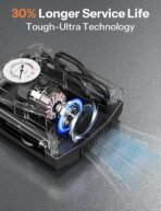 UN1QUE Tyre Inflator for Car, 150PSI Car Air Pump, 12V DC Portable Air Compressor for Tyre, Fast Inflation Speed Inflator Pump with LED Light (AA1104/109) - Image 4