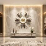 RIOH Decor Premium Metal Wall Clock for Home | Luxury 3D Leaf Design | Silent Sweep Movement | Big Decorative Wall Clock for Living Room, Bedroom & Hall | 60 cm Golden Designer Clock. (Star)(AA1103/178) - Image 5