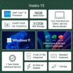 Dell 15, Intel Core i5 13th Gen-1334U Processor, 16GB DDR4, 512GB SSD, FHD, 15.6"/39.62cm, Windows 11, MSO 2024, Grey, 1.66kg, [Vostro 3530], 120Hz 250 nits, 15 Month McAfee, Thin & Light, Laptop (AA1102/69) - Image 4