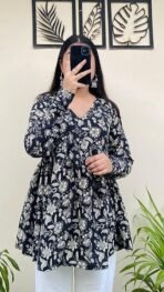 Women Floral Print Rayon Flared Short Kurta(AA1103/70) - Image 4