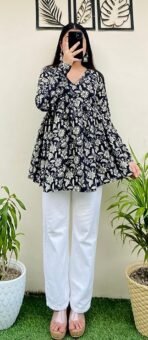 Women Floral Print Rayon Flared Short Kurta(AA1103/70) - Image 2