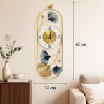 Gold Metal Wall Clock for Living Room Stylish Decor | Designer Ginkgo Leaf Wall Art | Silent Non-Ticking Premium Analog Clock for Home & Bedroom(AA1103/176) - Image 4