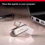 SanDisk Ultra Dual Drive Luxe USB_c Type-C (64GB & 128GB & 256GB & 512GB), OTG, Upto 400MB/S, Pendrive, Silver, 5Y Warranty (SDDDC4-064G-I35) (AA1102) - Image 2