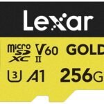 Lexar (256GB & 128GB) Professional Gold Micro SD Card, UHS-II, C10, U3, V60, A1, Full HD, 4K, Up to 280/180 MB/s microSDXC Memory Card, for Drones, Action Cameras (AA1102/3)