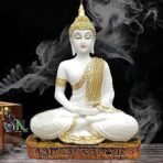 SN Handicrafts Sitting Polystone Home Decor Decoration Buddha Idol Statue Showpiece Gift Gifting Item Buddha Idol Statue Showpiece for Home Decor (White) 1pic