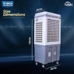 HAVAI Thunder 17+ Desert Cooler | 100L Tank | 17-Inch Fan Blade | 3-Side Honeycomb Pads | Heavy-Duty 110 Dia 32mm Motor | Auto Swing | 1-Year Motor Warranty & Post-Warranty Service | White & Brown - Image 4