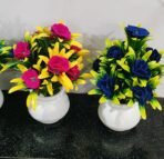 Artificial Flower| Faux Flower Plant for Home Office Decor | Tabletop and Desk Decoration | Artificial Flower for Balcony Decor [Multicolour, Set of 4 ] Plastic(AA1103/188) - Image 2