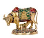 Amazon Brand - Umi Kamadhenu Cow God Idol Religious Sculpture Figurine in Brass (Height 7 Inch)(AA1103/108) - Image 2