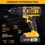 Tomahawk® TCD-20K 20V Cordless Impact Drill & Screwdriver | 35Nm Torque | 2-Speed 400/1400 RPM | 10mm Chuck | 18+1 Settings | Dual 1.5Ah Batteries for Home & DIY(AA1103/134) - Image 4