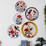 Metal Bird Flower and Lady Decorative Wall Plates for Wall Decor| Home Décor Items for wall | Wall Décor Items for Living Room, Bedroom, Office Décor | Wall Hanging Decoration | Room Decoration Item for bedroom |Set of 5[AA1100/126]