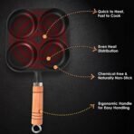 SOLARA Crownstone Premium Pre-Seasoned Cast Iron Uttapam Pan, 4 Pit, Pancake Pan,Induction Friendly, Naturally Nonstick, 100% Pure & Toxin-Free Uttappam Tawa with Wooden Handle(AA1103/40) - Image 3