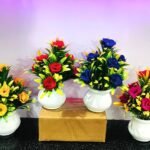 Artificial Flower| Faux Flower Plant for Home Office Decor | Tabletop and Desk Decoration | Artificial Flower for Balcony Decor [Multicolour, Set of 4 ] Plastic(AA1103/188)