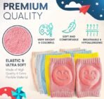 Pack of 2 Pair Baby Smiley Knee Pads for Crawling,Anti-Slip Padded Stretchable Elastic Cotton Soft Breathable Comfortable Knee Cap Elbow Safety Protector Random Color,All Color - Image 2